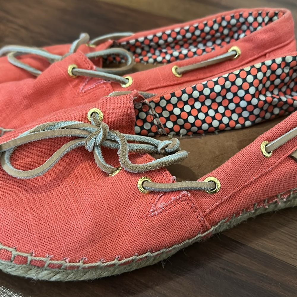 Coral Sperry Top Sider Katama Canvas Shoes Size Women’s 7.5- In great condition - Picture 6 of 9